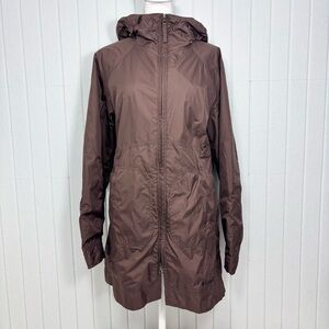 COLUMBIA Lightweight Rain windbreaker Brown jacket coat hood & pockets Size M